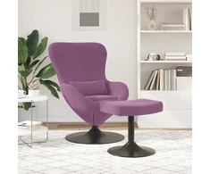 Fotelis Kiaušinio kėdė su pufu Violetinė Aksomas