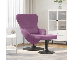 Fotelis Kiaušinio kėdė su pufu Violetinė Aksomas