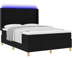 Kiemas lova su LED juostelėmis Juoda 140 x 190 cm audinys