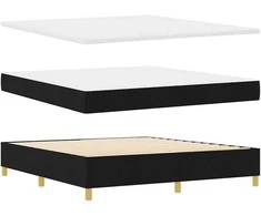 Kiemas lova su LED juostelėmis Juoda 180 x 200 cm audinys
