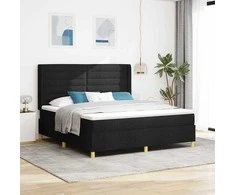 Kiemas lova su LED juostelėmis Juoda 180 x 200 cm audinys