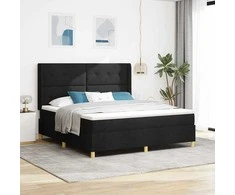 Kiemas lova su LED juostelėmis Juoda 180 x 200 cm audinys