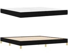 Kiemas lova su čiužiniu Juoda 200 x 200 cm audinys