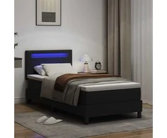 Kiemas lova su čiužiniu Juoda 90 x 190 cm Dirbtinė oda