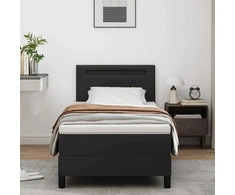 Kiemas lova su čiužiniu Juoda 90 x 190 cm Dirbtinė oda