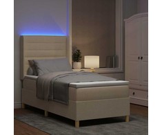 Kiemas lova su LED juostelėmis Kreminė 80 x 200 cm audinys