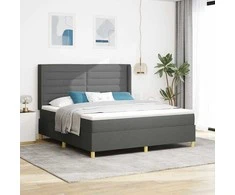 Kiemas lova su LED juostelėmis Pilka 180 x 200 cm audinys