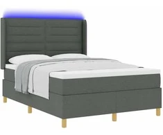 Kiemas lova su LED juostelėmis Pilka 140 x 200 cm audinys