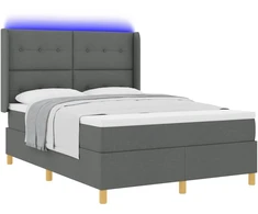 Kiemas lova su LED juostelėmis Pilka 140 x 200 cm audinys