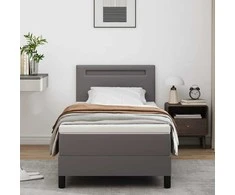 Kiemas lova su čiužiniu Pilka 90 x 200 cm Dirbtinė oda