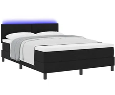 Kiemas lova su čiužiniu su LED Juoda 140 x 200 cm audinys