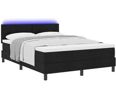 Kiemas lova su čiužiniu su LED Juoda 160 x 200 cm audinys