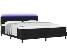 Kiemas lova su LED juostelėmis Juoda 180 x 200 cm audinys