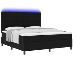 Kiemas lova su LED juostelėmis Juoda 180 x 200 cm audinys