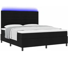 Kiemas lova su čiužiniu su LED Juoda 180 x 200 cm audinys