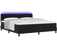 Kiemas lova su LED juostelėmis Juoda 180 x 200 cm audinys