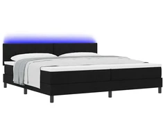 Kiemas lova su čiužiniu su LED Juoda 200 x 200 cm audinys
