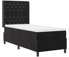 Kiemas lova su čiužiniu su LED Juoda 80 x 200 cm Aksomas