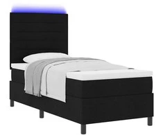 Kiemas lova su čiužiniu su LED Juoda 80 x 200 cm audinys