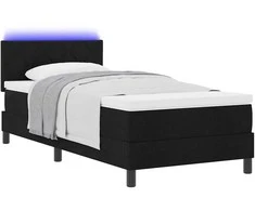 Kiemas lova su čiužiniu su LED Juoda 90 x 200 cm audinys