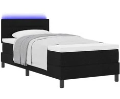 Kiemas lova su čiužiniu su LED Juoda 90 x 200 cm audinys
