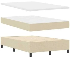 Kiemas lova su čiužiniu su LED Kreminė 120 x 200 cm audinys