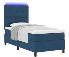 Kiemas lova su čiužiniu su LED Mėlyna 90 x 200 cm audinys