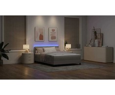 Kiemas lova su LED juostelėmis Tortora 160 x 200 cm audinys