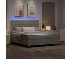 Kiemas lova su LED juostelėmis Tortora 180 x 200 cm audinys