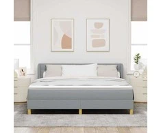 Kiemas lova su čiužiniu Šviesiai pilka 180 x 200 cm audinys
