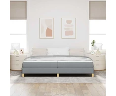 Kiemas lova su čiužiniu Šviesiai pilka 200 x 200 cm audinys