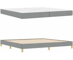 Kiemas lova su čiužiniu Šviesiai pilka 200 x 200 cm audinys
