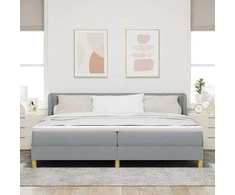 Kiemas lova su čiužiniu Šviesiai pilka 200 x 200 cm audinys