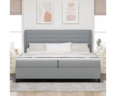 Kiemas lova su čiužiniu Šviesiai pilka 200 x 200 cm audinys