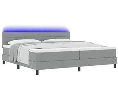 Kiemas lova su čiužiniu Šviesiai pilka 200 x 200 cm audinys