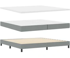 Kiemas lova su čiužiniu Šviesiai pilka 200 x 200 cm audinys