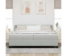 Kiemas lova su čiužiniu Šviesiai pilka 200 x 200 cm Aksomas