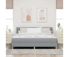 Kiemas lova su čiužiniu Šviesiai pilka 200 x 180 cm audinys