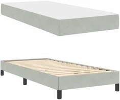 Kiemas lova su čiužiniu Šviesiai pilka 80 x 200 cm audinys