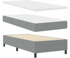 Kiemas lova su čiužiniu Šviesiai pilka 90 x 200 cm audinys