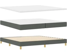 Kiemas lova su čiužiniu Tamsiai pilka 200 x 200 cm audinys