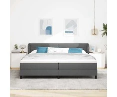 Kiemas lova su čiužiniu Tamsiai pilka 200 x 200 cm audinys