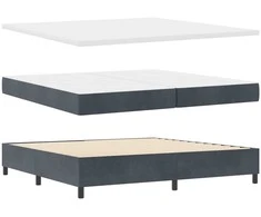 Kiemas lova su čiužiniu Tamsiai pilka 200 x 200 cm Aksomas