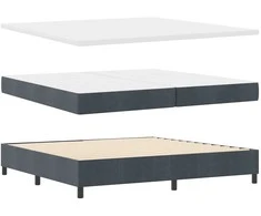 Kiemas lova su čiužiniu Tamsiai pilka 200 x 200 cm Aksomas