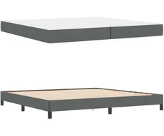 Kiemas lova su čiužiniu Tamsiai pilka 200 x 200 cm audinys