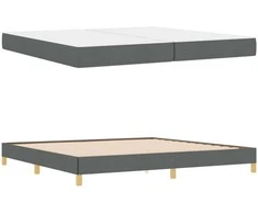 Kiemas lova su čiužiniu Tamsiai pilka 200 x 200 cm audinys