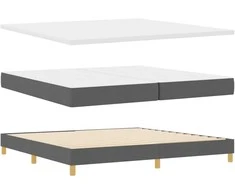 Kiemas lova su čiužiniu Tamsiai pilka 200 x 200 cm audinys