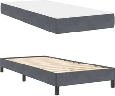 Kiemas lova su čiužiniu Tamsiai pilka 80 x 220 cm audinys