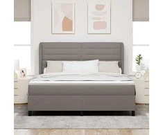 Kiemas lova su čiužiniu Taupe 180 x 200 cm audinys