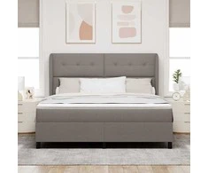 Kiemas lova su čiužiniu Taupe 180 x 200 cm audinys